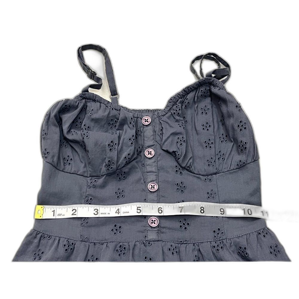 Hollister California Women’s Blue Eyelet Dress with Smocked Top Adjustable Strap - Picture 7 of 15